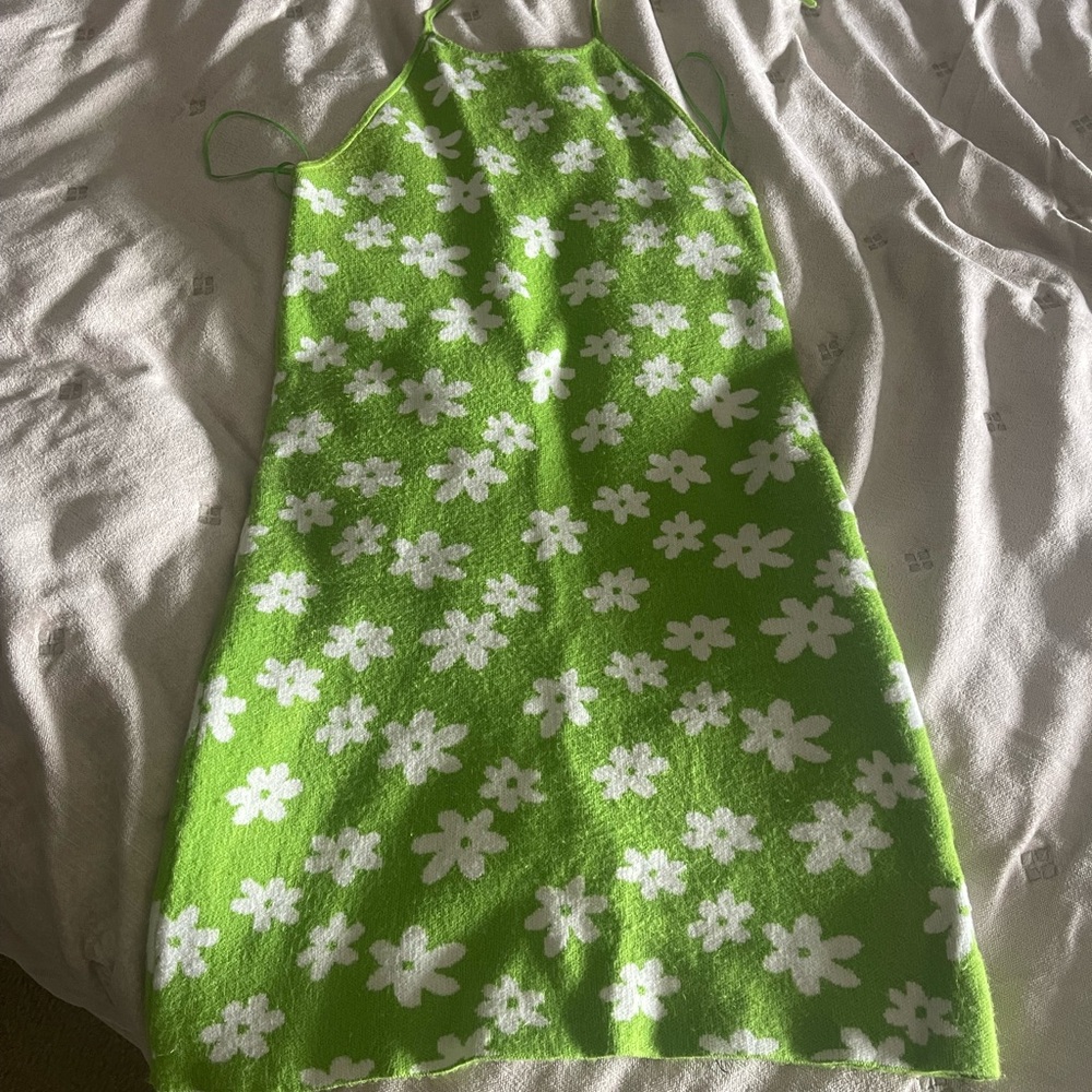 Green Floral Mini Dress